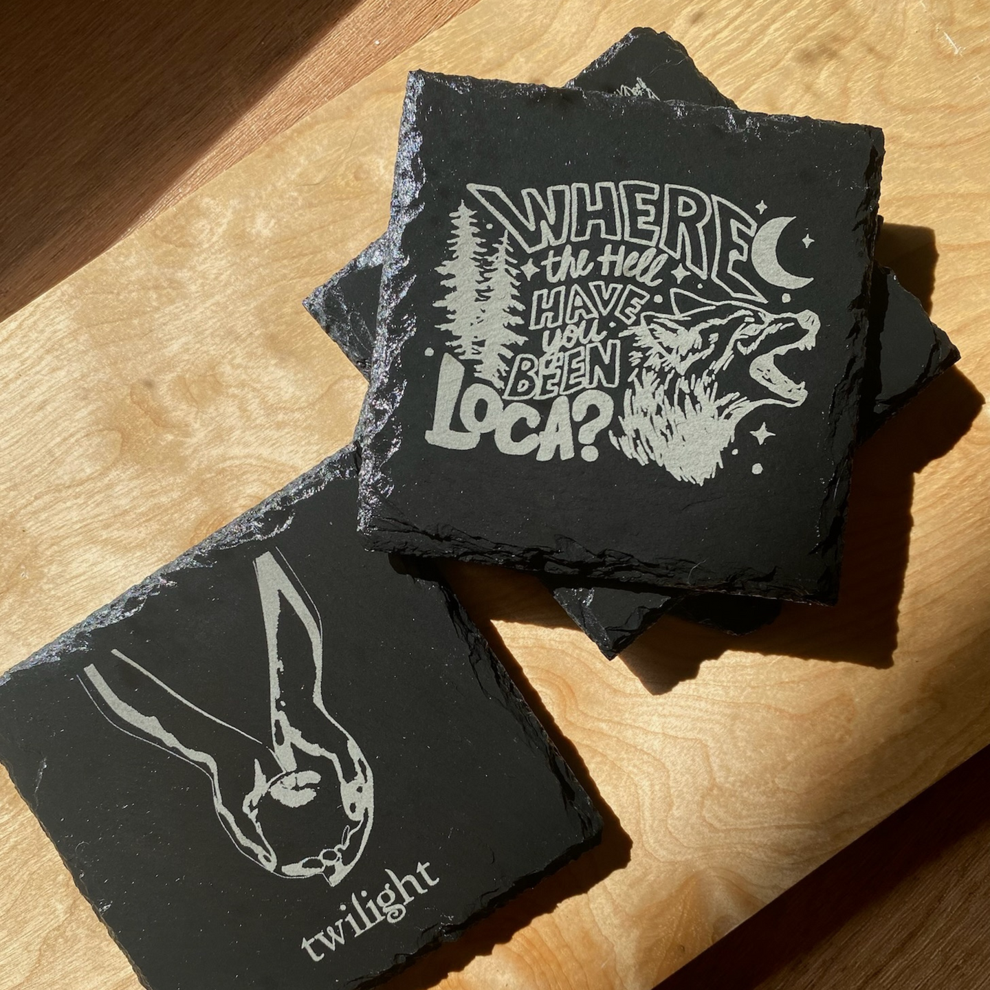 'Loca' Engraved Slate Coaster